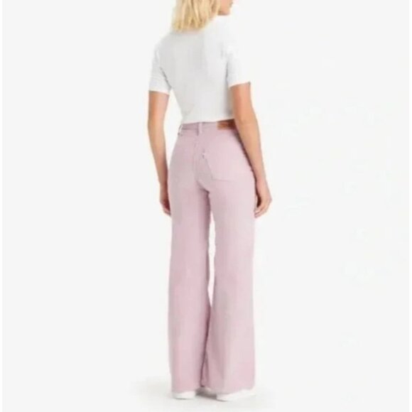 Levi’s Ribcage Bell in Lilac Pink Corduroy Flared Pants Size 28 - Picture 1 of 7